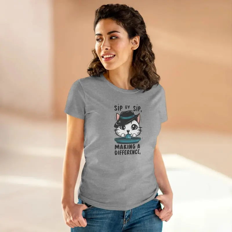 Sip By Sip Make Difference Cotton Women Tees 17