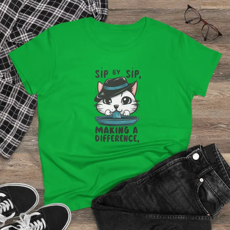 Sip By Sip Make Difference Cotton Women Tees 5
