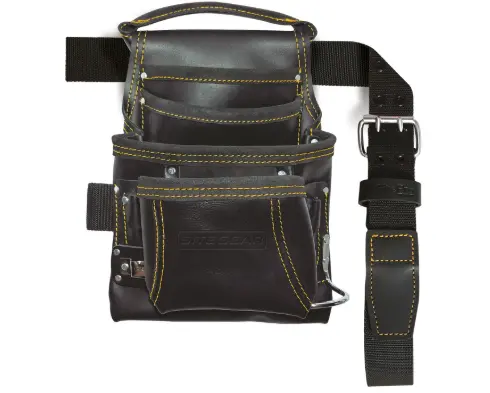 Sitegear 10-Pocket Carpenter's Top Grain Leather Nail And Tool Bag With Belt #51-10113-Tsb 1