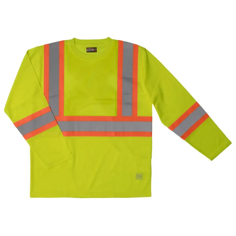 Size Xs Only: Tough Duck Men's Mesh Long Sleeve High Visibility Shirt - Yellow 1
