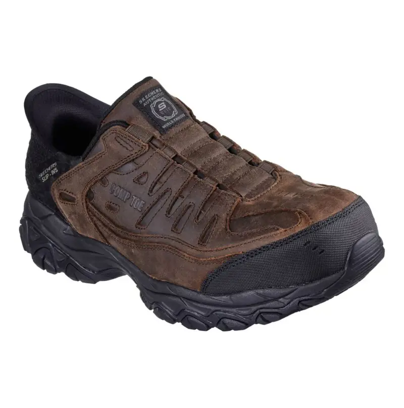 Skechers Holdredge Ryker Men's Composite Toe Slip On Work Shoes 200234Cadb - Brown 1