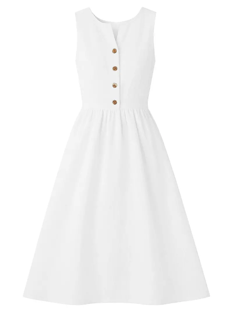 Sleeveless Button Front Flowy Midi Dress 7