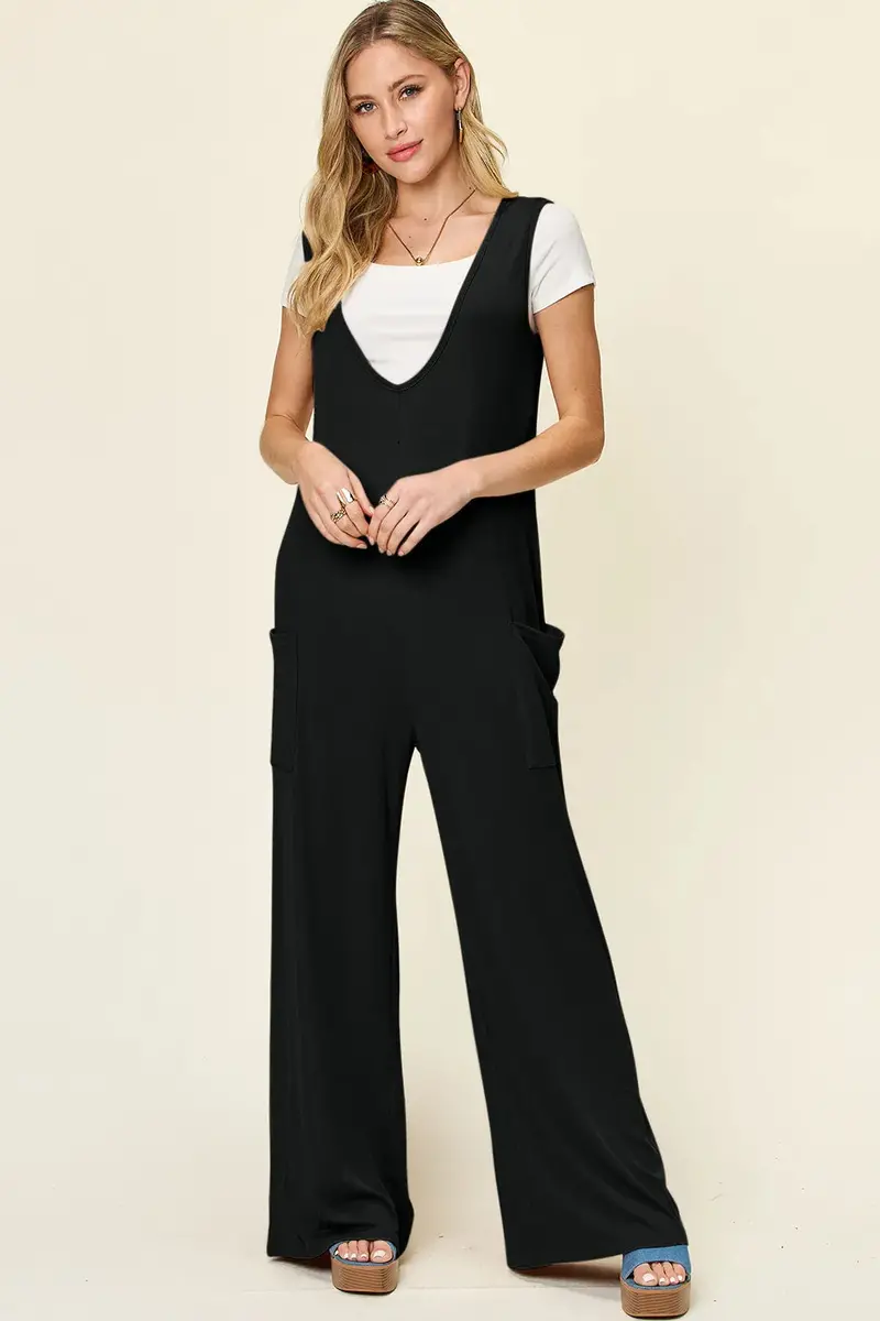 Sleeveless Wide Leg Jumpsuit With Pockets 1