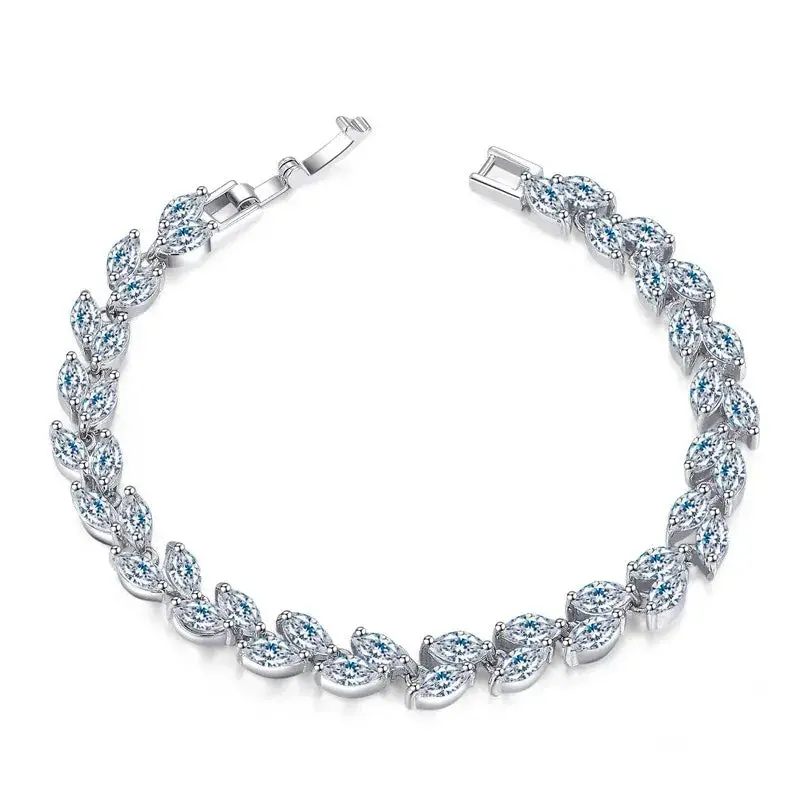 Small Leaf Zircon Bracelet 1