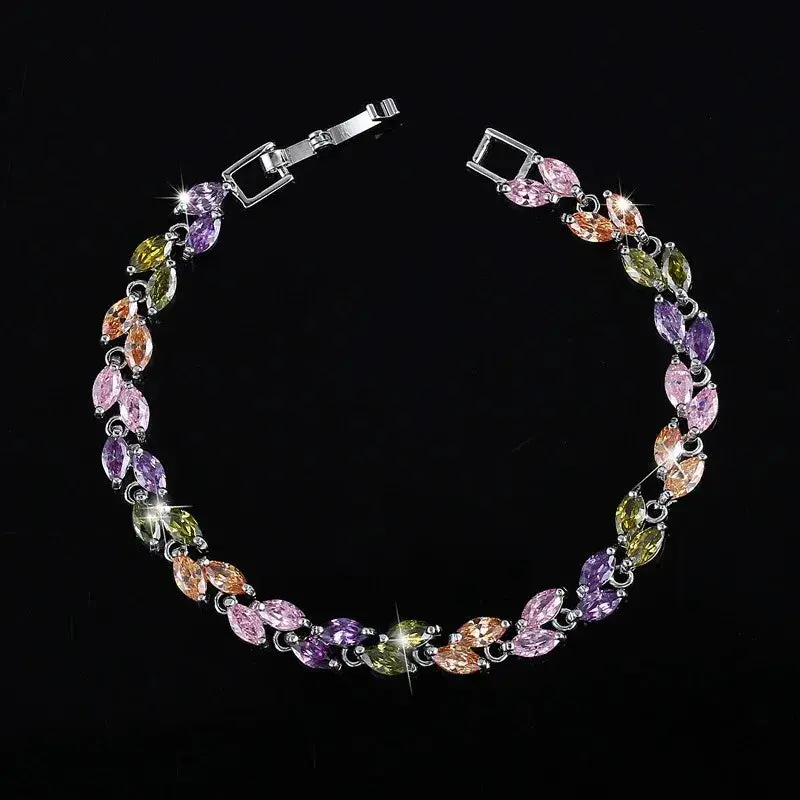 Small Leaf Zircon Bracelet 7