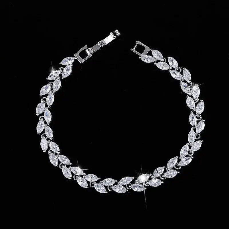 Small Leaf Zircon Bracelet 7