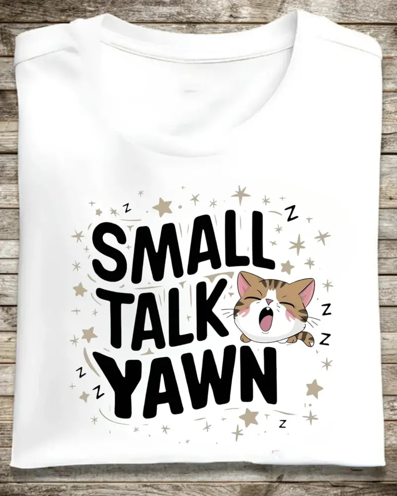 Small Talk Yawn Cotton Cat T-Shirt 1