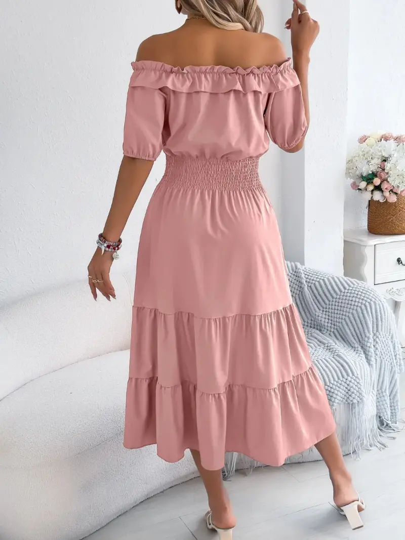 Smocked Off-Shoulder Tiered Dress 5