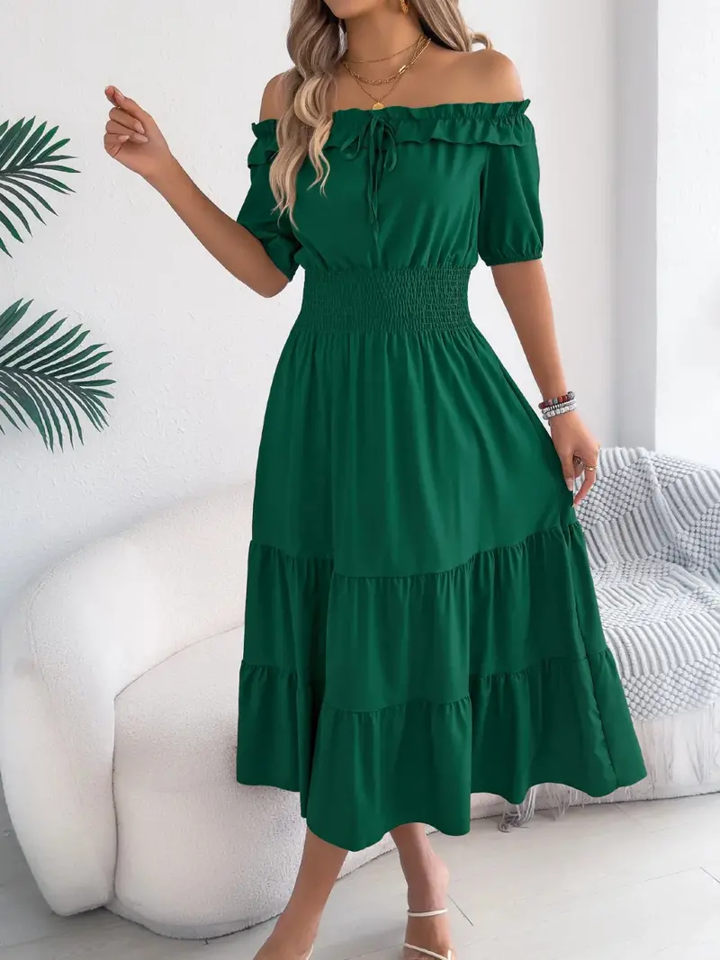 Smocked Off-Shoulder Tiered Dress 7
