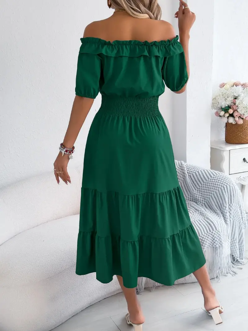 Smocked Off-Shoulder Tiered Dress 9