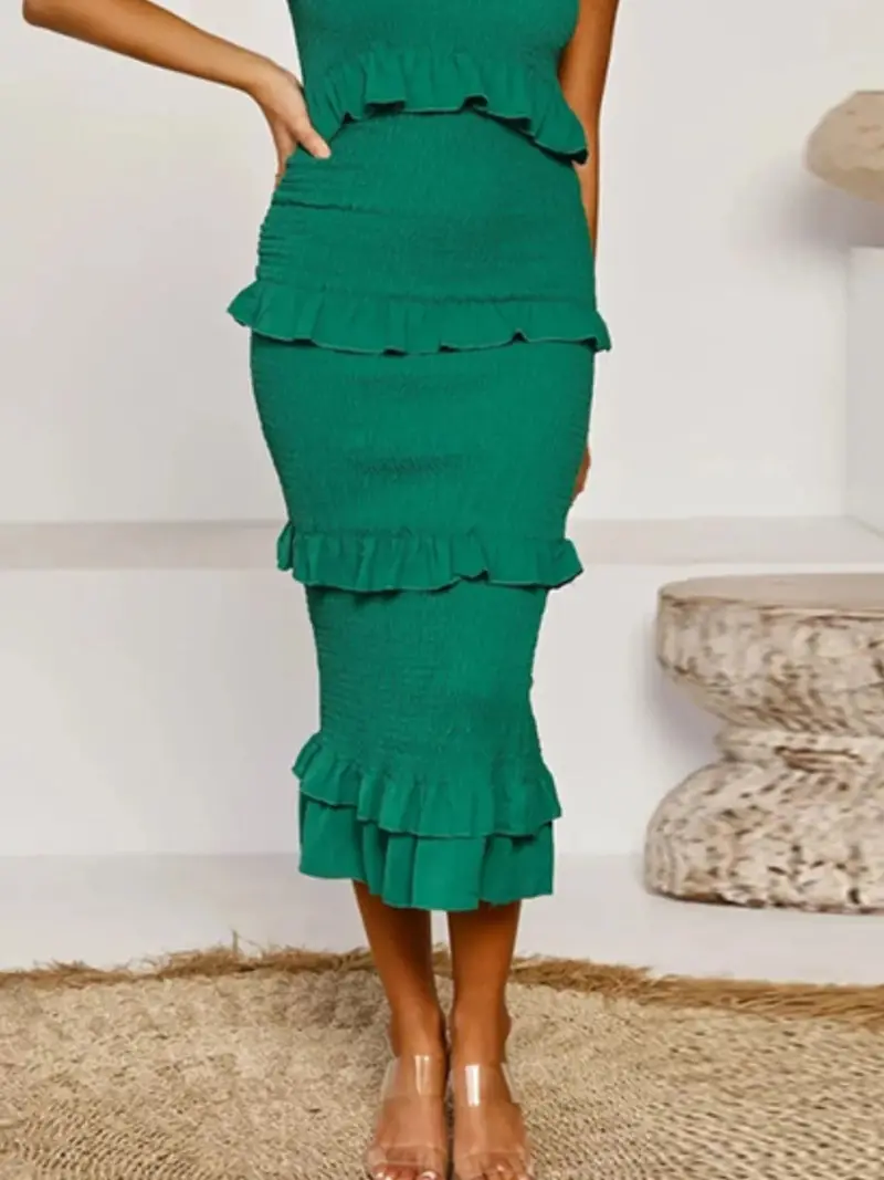 Smocked Ruffled Midi Cami Dress 3