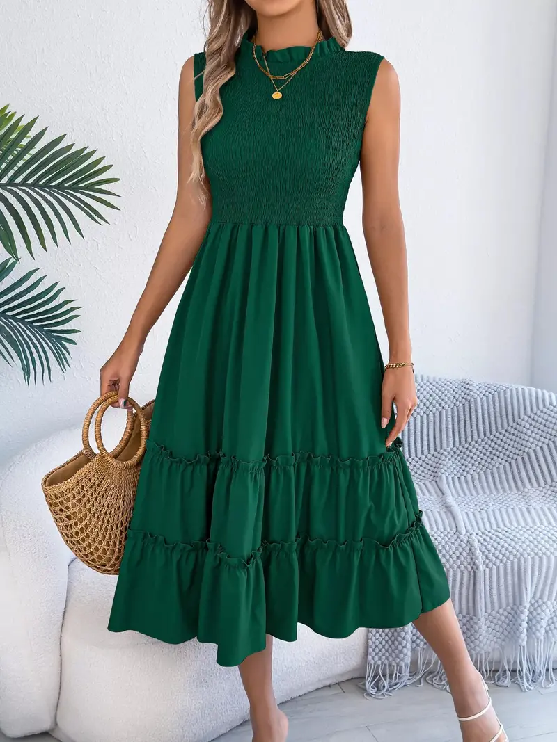 Smocked Sleeveless Tiered Dress 1