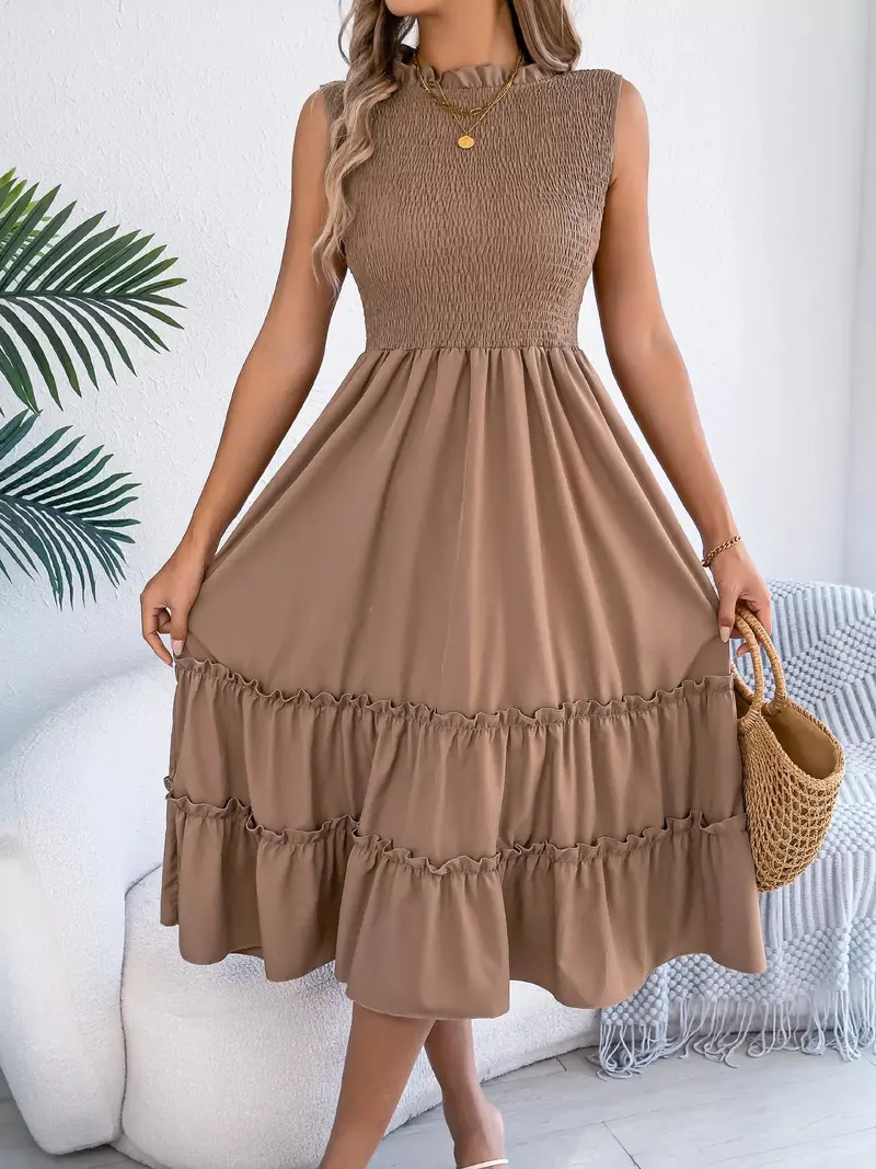 Smocked Sleeveless Tiered Dress 10