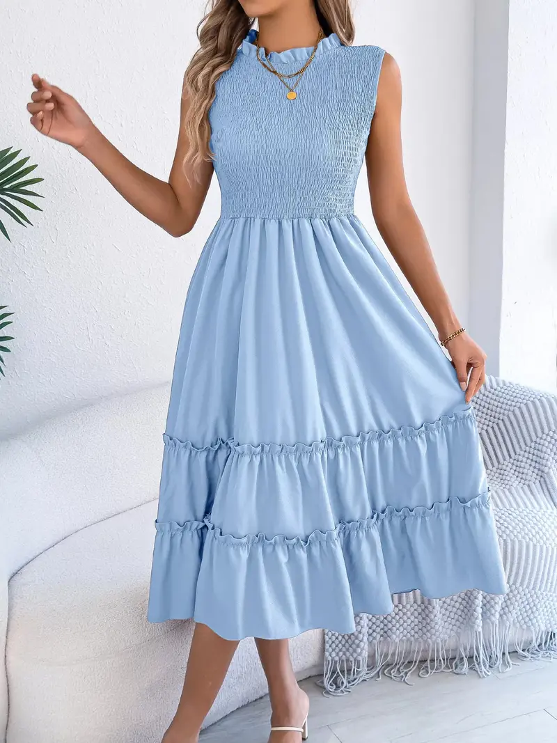 Smocked Sleeveless Tiered Dress 11