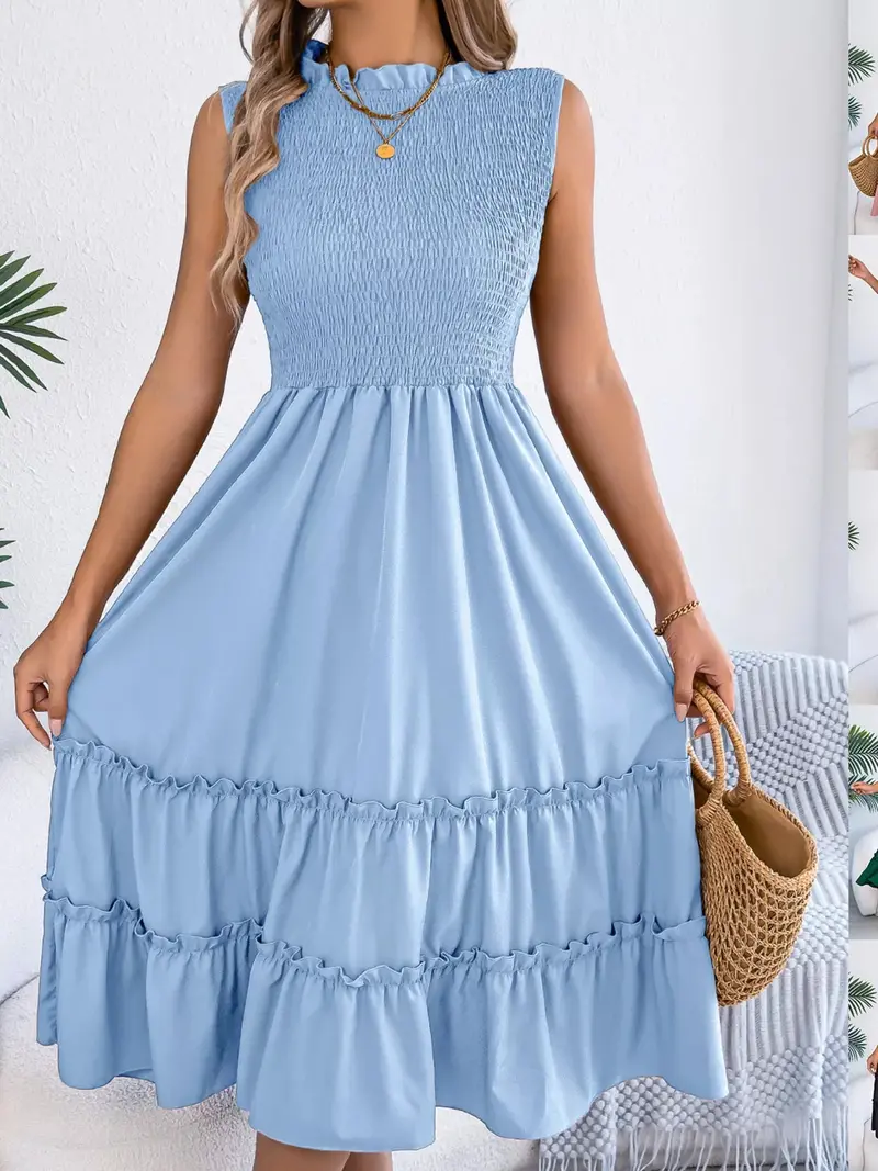 Smocked Sleeveless Tiered Dress 12