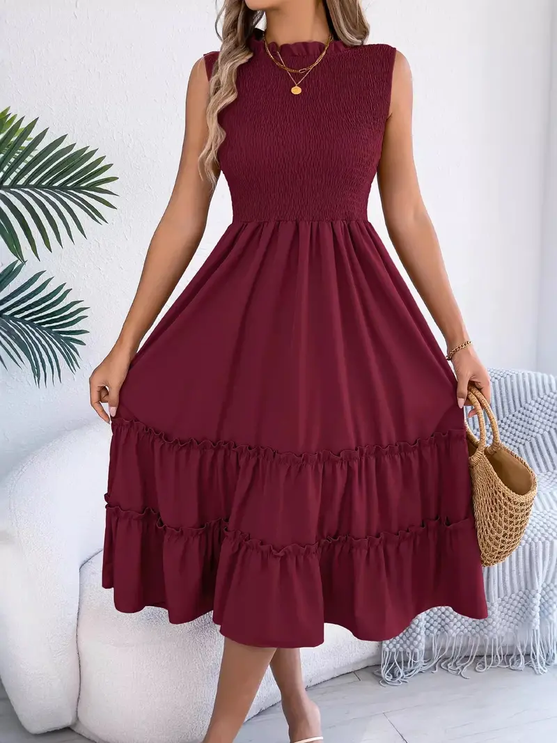 Smocked Sleeveless Tiered Dress 22