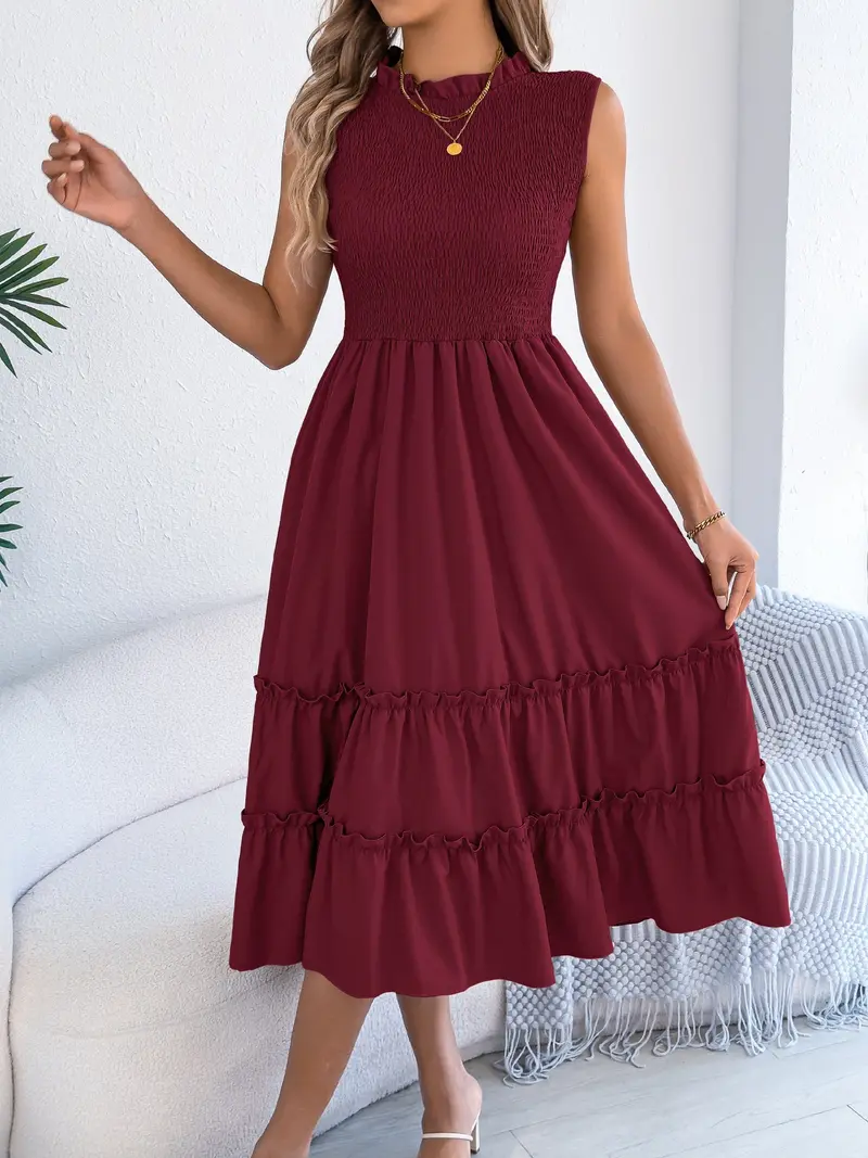 Smocked Sleeveless Tiered Dress 24