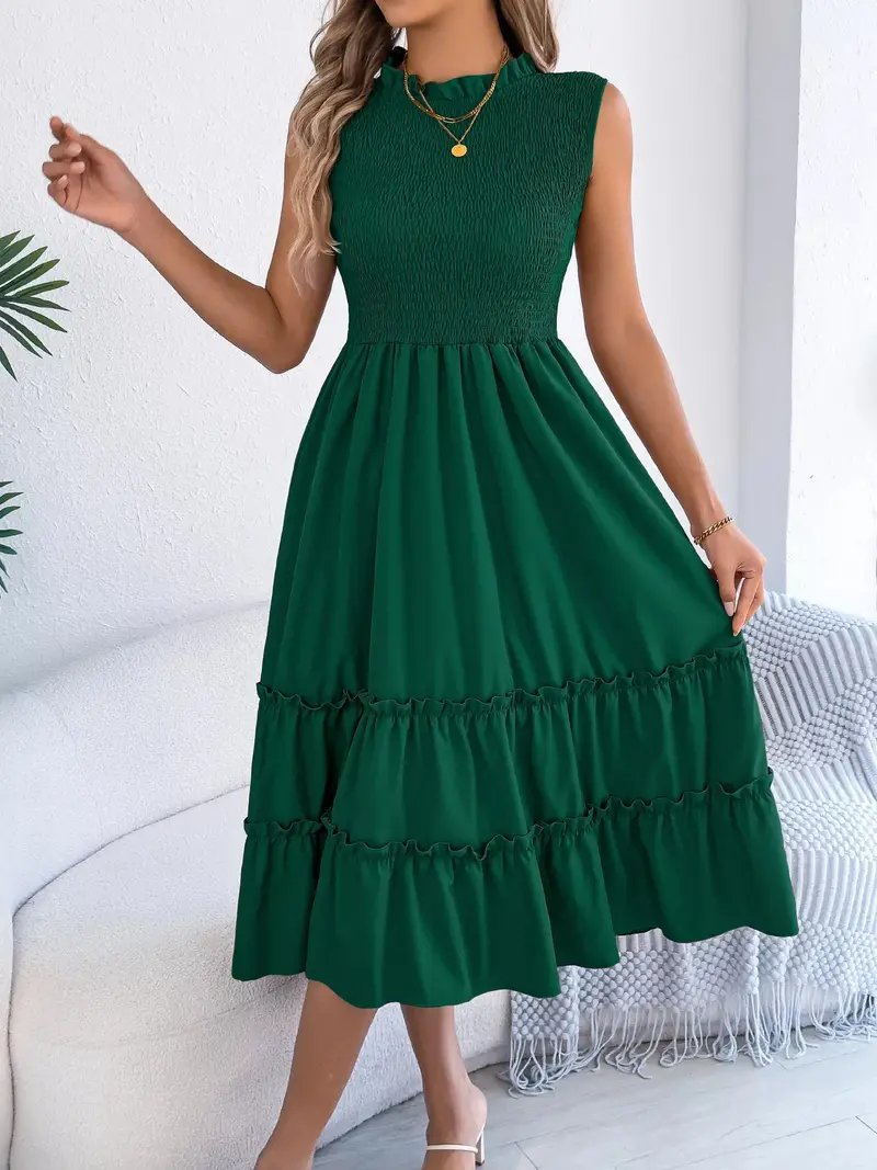 Smocked Sleeveless Tiered Dress 4