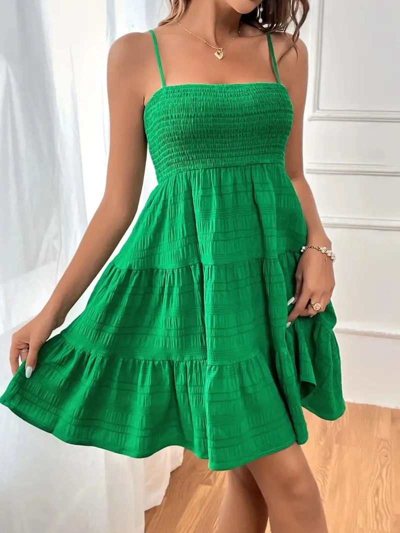 Smocked Tiered Sleeveless Mini Dress 11