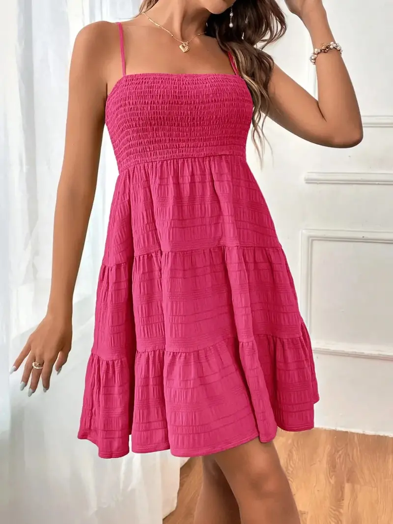 Smocked Tiered Sleeveless Mini Dress 18