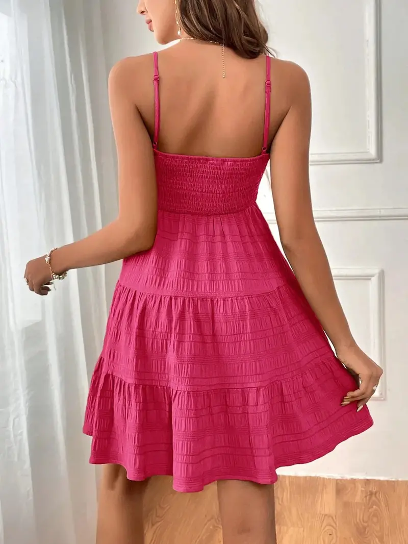Smocked Tiered Sleeveless Mini Dress 20