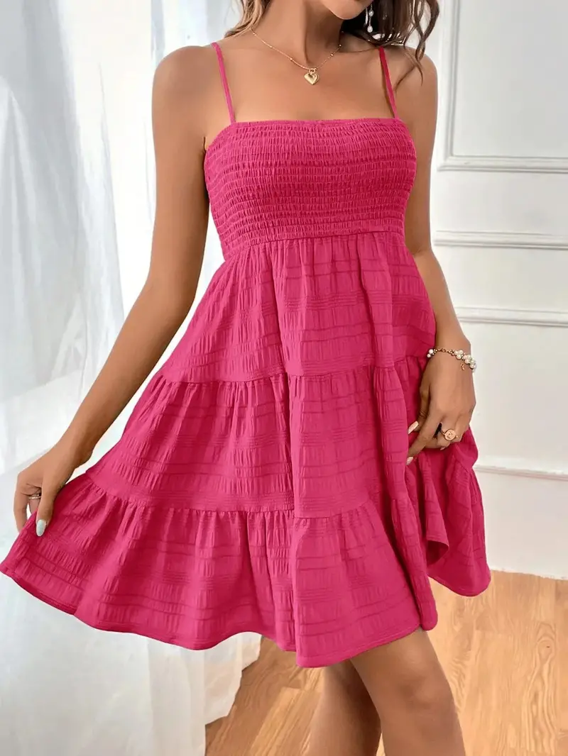 Smocked Tiered Sleeveless Mini Dress 21