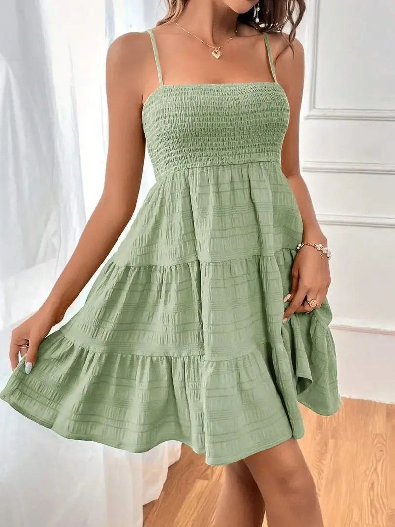 Smocked Tiered Sleeveless Mini Dress 23