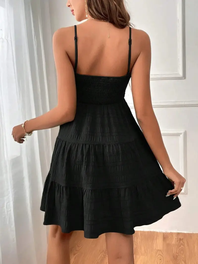 Smocked Tiered Sleeveless Mini Dress 26