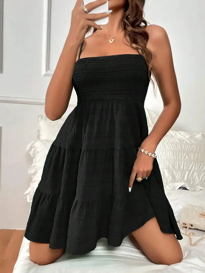 Smocked Tiered Sleeveless Mini Dress 27