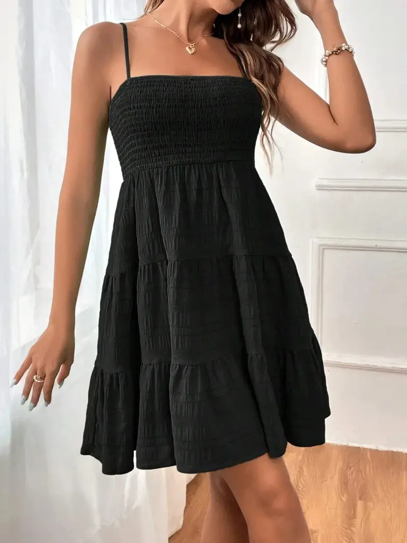 Smocked Tiered Sleeveless Mini Dress 28