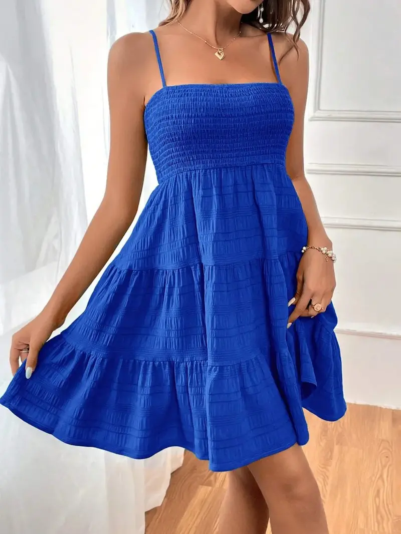 Smocked Tiered Sleeveless Mini Dress 3