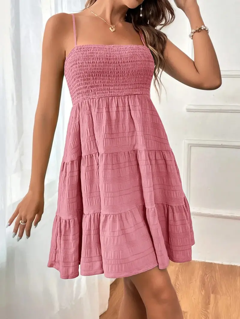 Smocked Tiered Sleeveless Mini Dress 6