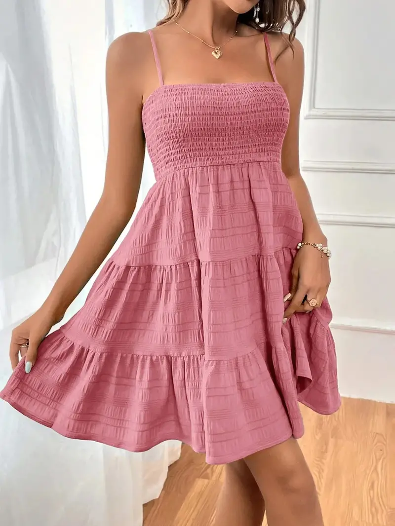 Smocked Tiered Sleeveless Mini Dress 6