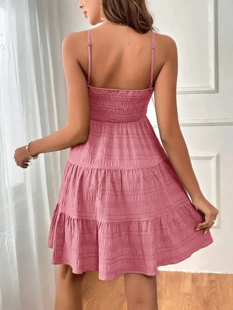 Smocked Tiered Sleeveless Mini Dress 7