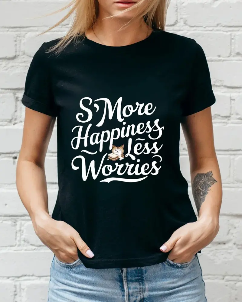 S'more Happines Less Worries Cotton T-Shirt 3