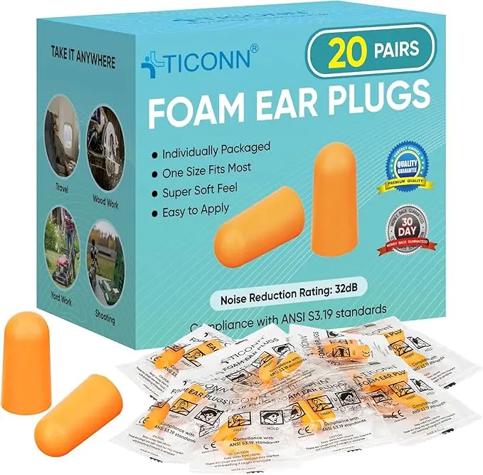 Soft Foam Earplugs (One Size Fits Most) - Individually Packaged 1