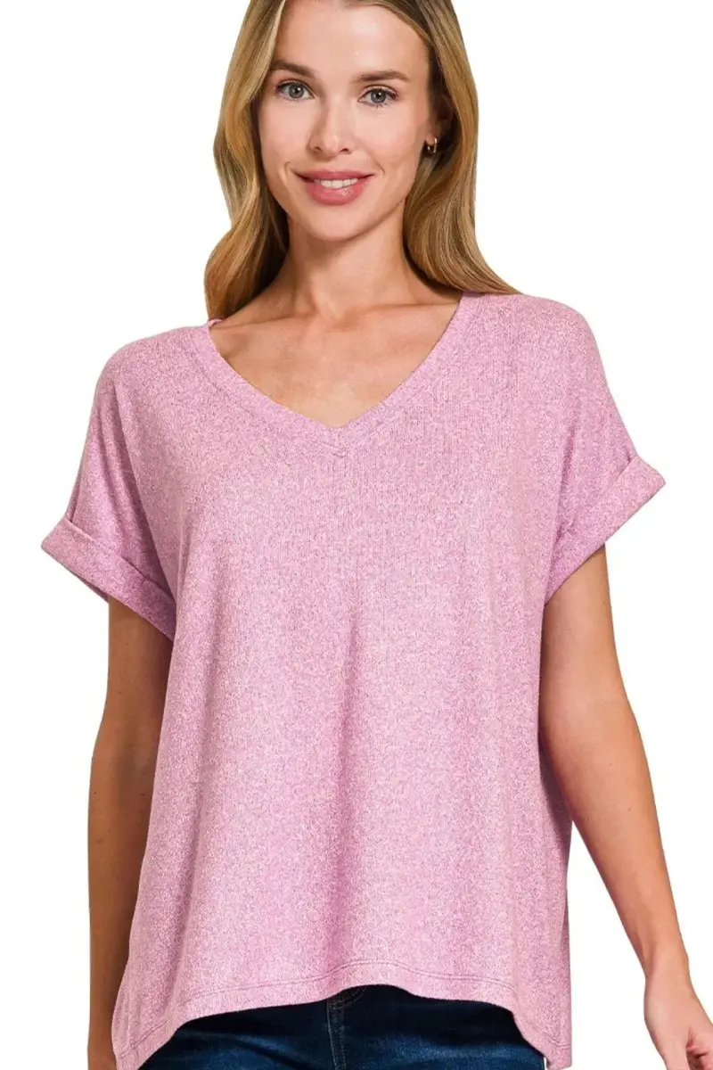Soft Melange Hacci V-Neck Tee 1