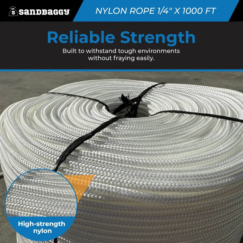 Solid Braid Nylon Rope 1/4" X 1000 Ft White | Golf Course Rope & Outdoor Use 4