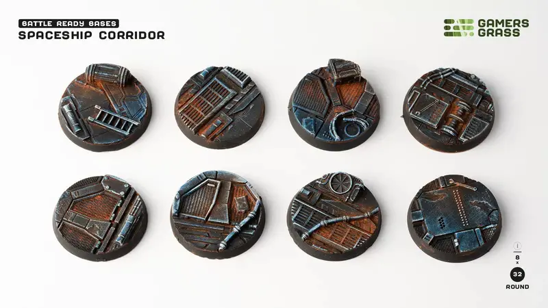 Spaceship Corridor Bases, Round 32Mm (X8) 1