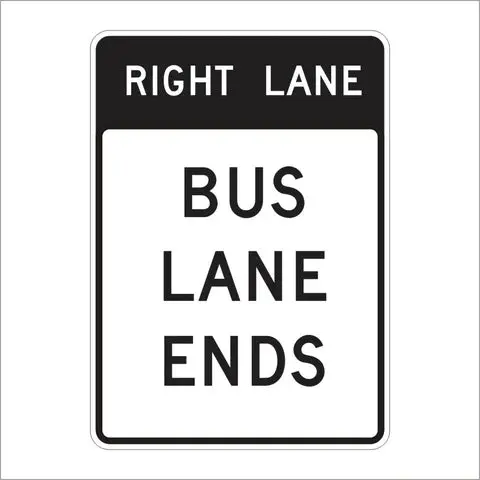 Sr60-7 (Ca) Right Lane Bus Lane Ends Ahead Sign 1
