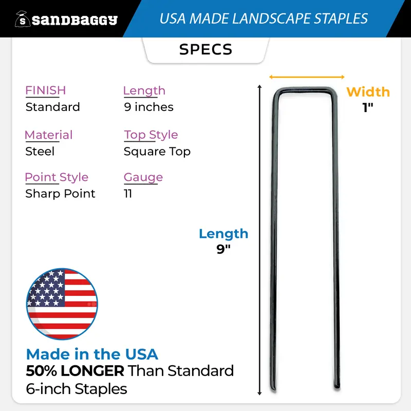 Standard 9-Inch Landscape Staples – Usa Made, 11 Gauge Steel 2