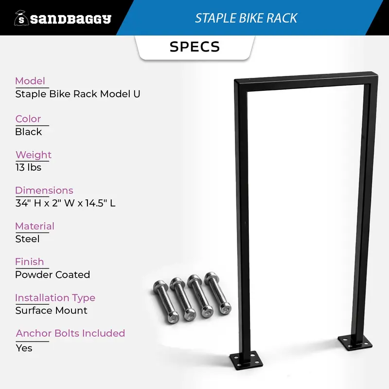 Staple Bike Rack Model U – Black Commercial Surface-Mount Rack 2