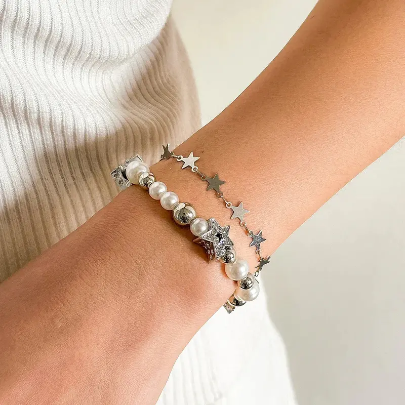 Star And Heart-Shaped Pendant Tassel Bracelet Set 3