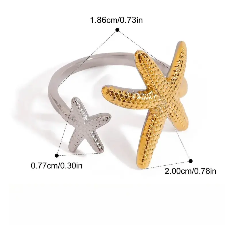Starfish Shell Titanium Steel Ring 4