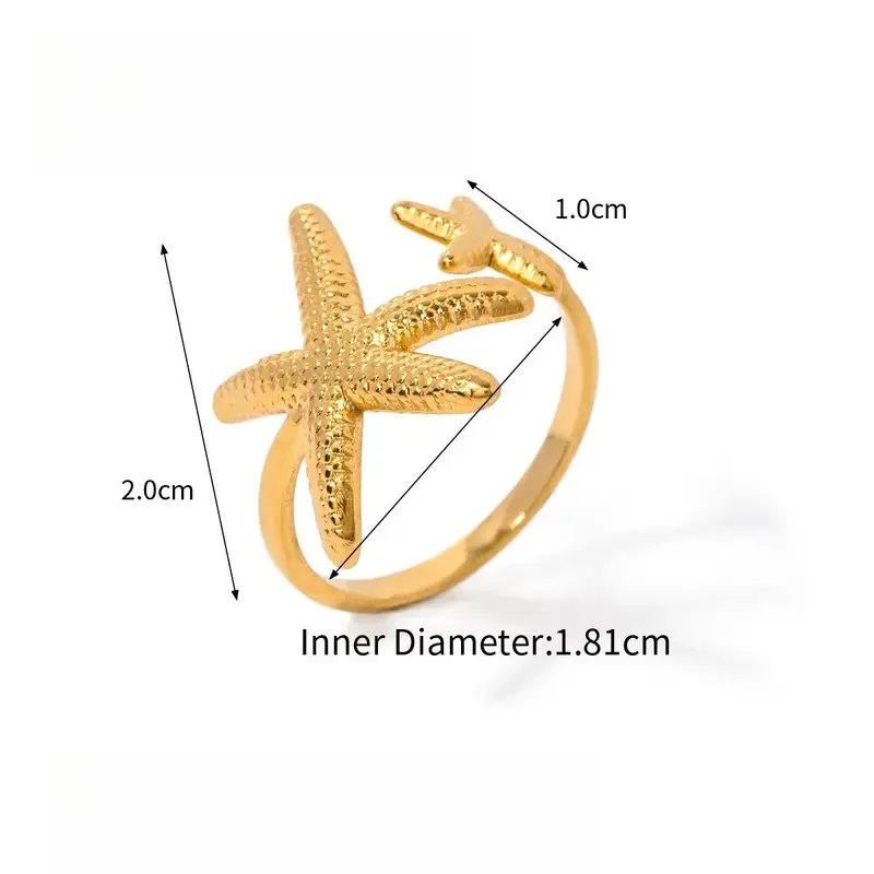 Starfish Shell Titanium Steel Ring 5