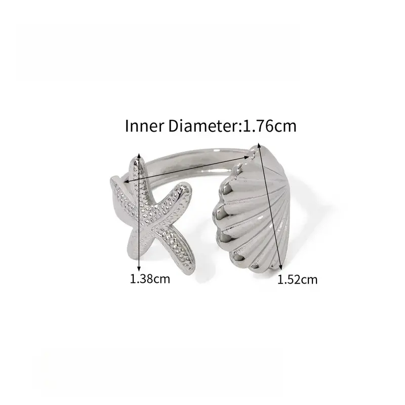 Starfish Shell Titanium Steel Ring 6