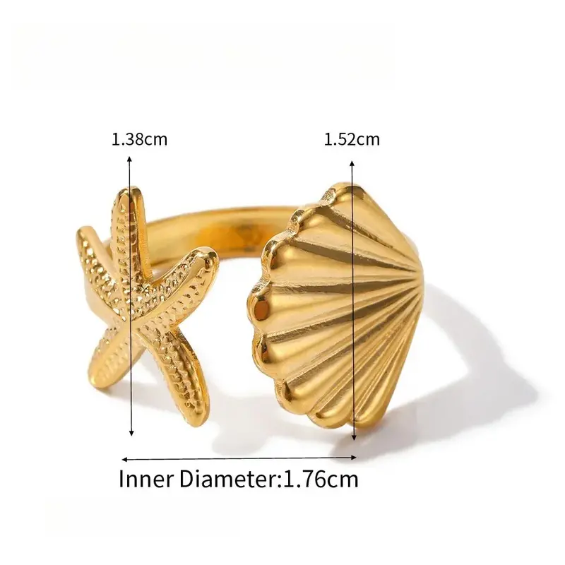 Starfish Shell Titanium Steel Ring 7