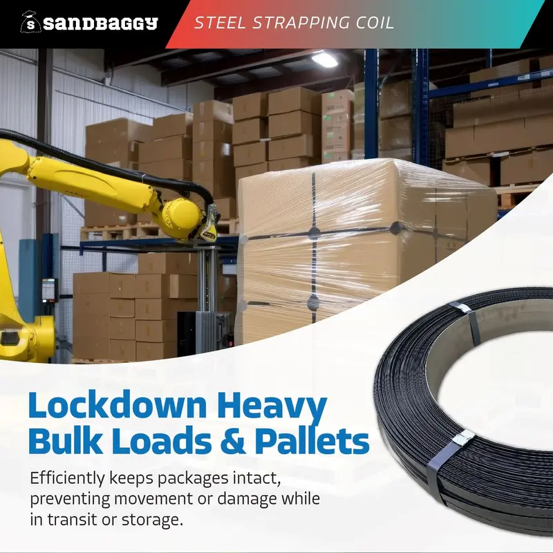 Steel Strapping Coil (Black) - Rust Resistant Metal Banding (1/2"W X 2800'L X 0.02" Thick) 3