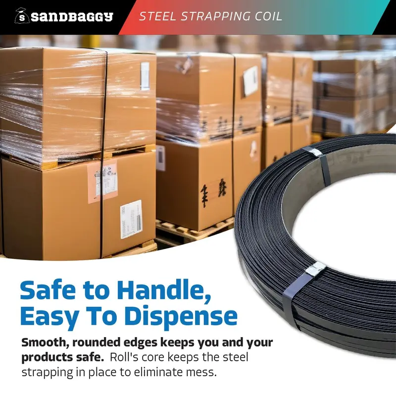 Steel Strapping Coil (Black) - Rust Resistant Metal Banding (1/2"W X 2800'L X 0.02" Thick) 5
