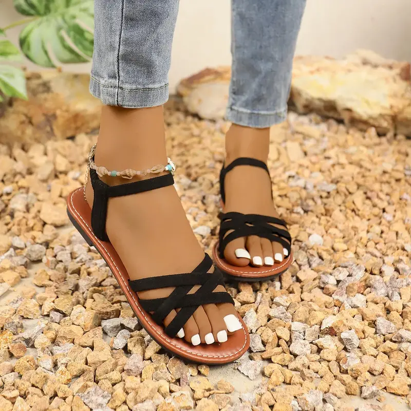 Strappy Ankle Strap Flat Sandals 6